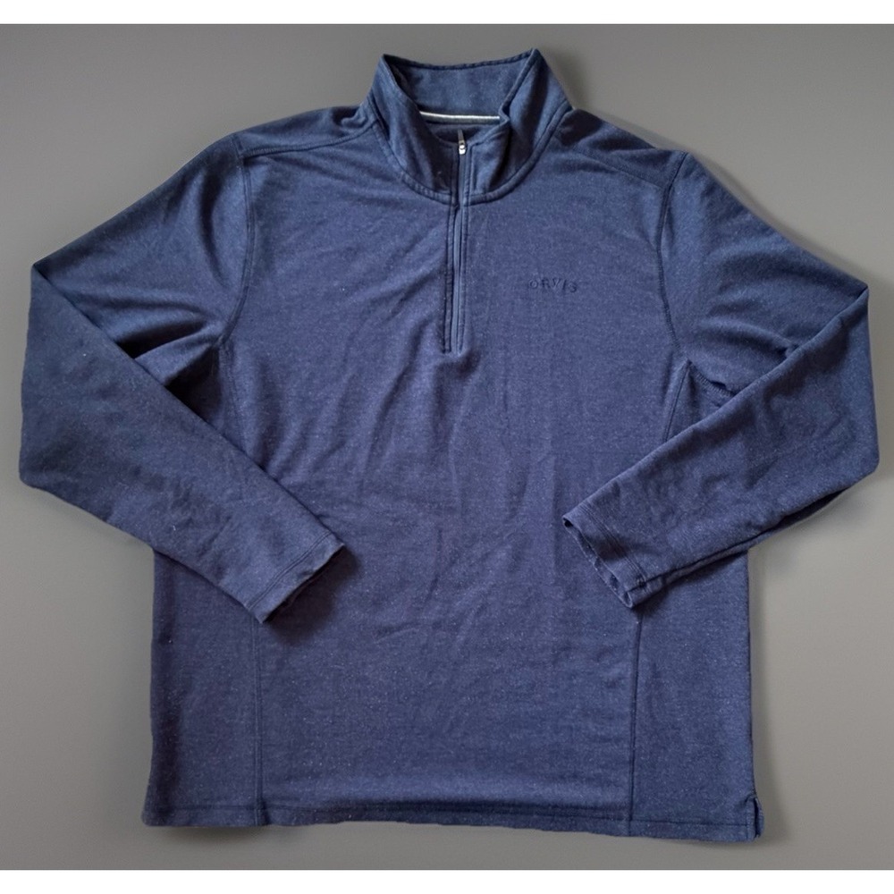 Orvis Long Sleeve 1/4 Quarter Zip Pullover Shirt Embroidered Logo Blue XL JBHS